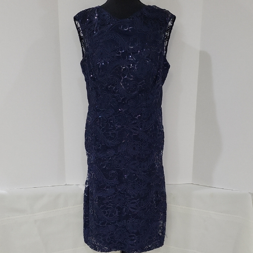 Blue Sequin Embellished Sleeveless Mini Dress